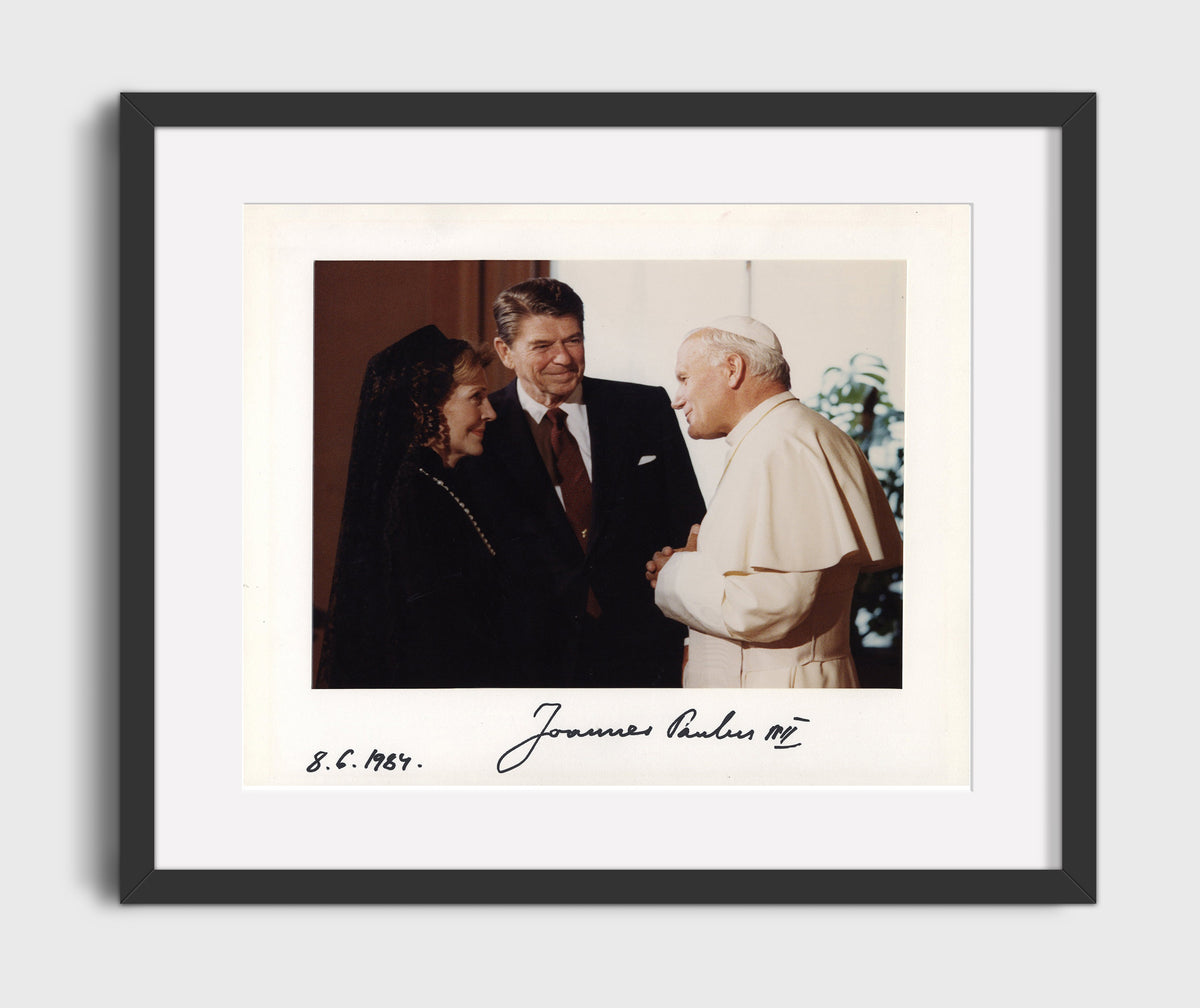 Pope John Paul II and Ronald Reagan - Vatican Meeting 1984 16x20 Gallery Frame history wall art