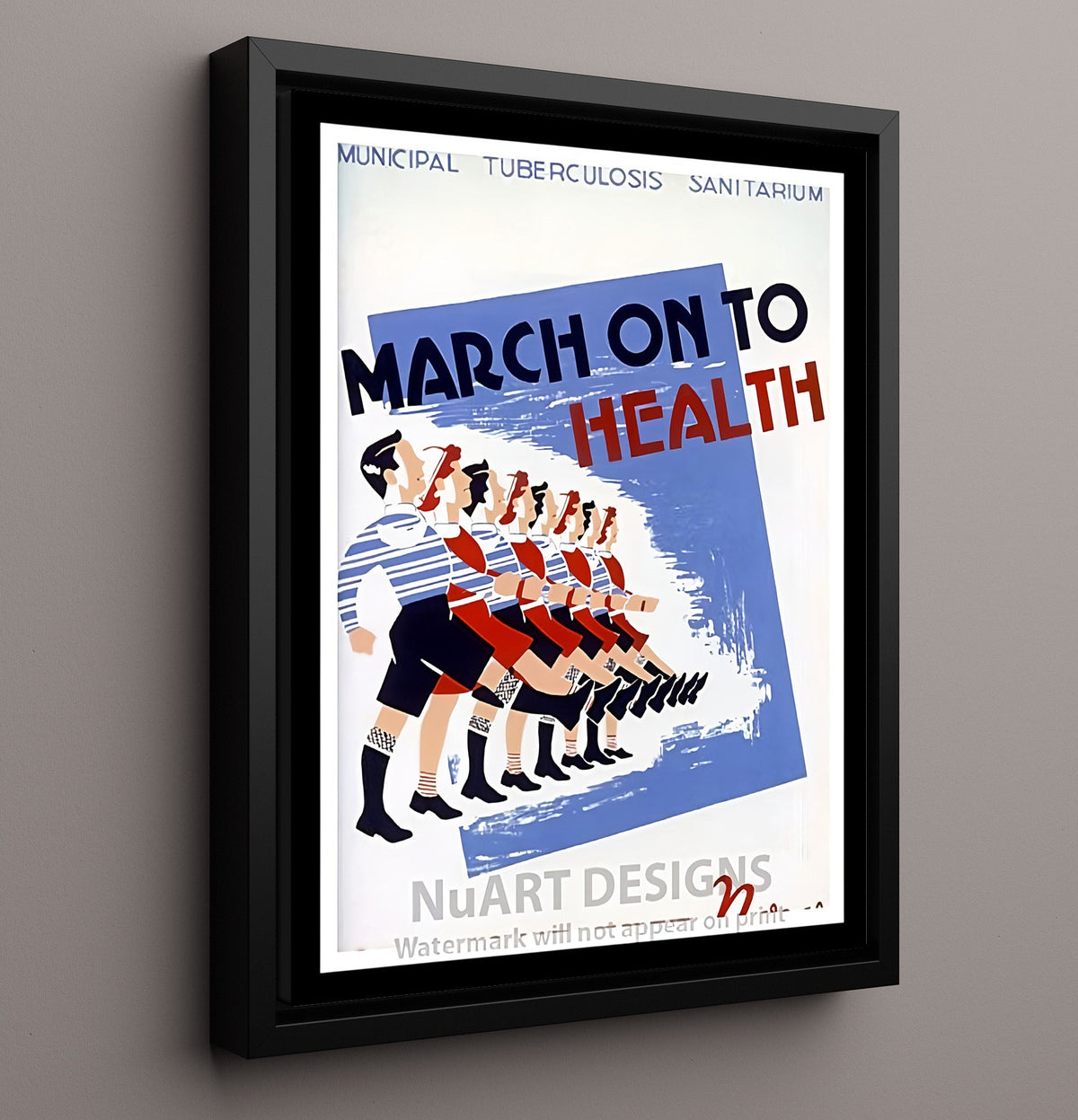 Public Health Poster - March on to Health Tuberculosis Campaign 8x10 Framed Canvas history wall art