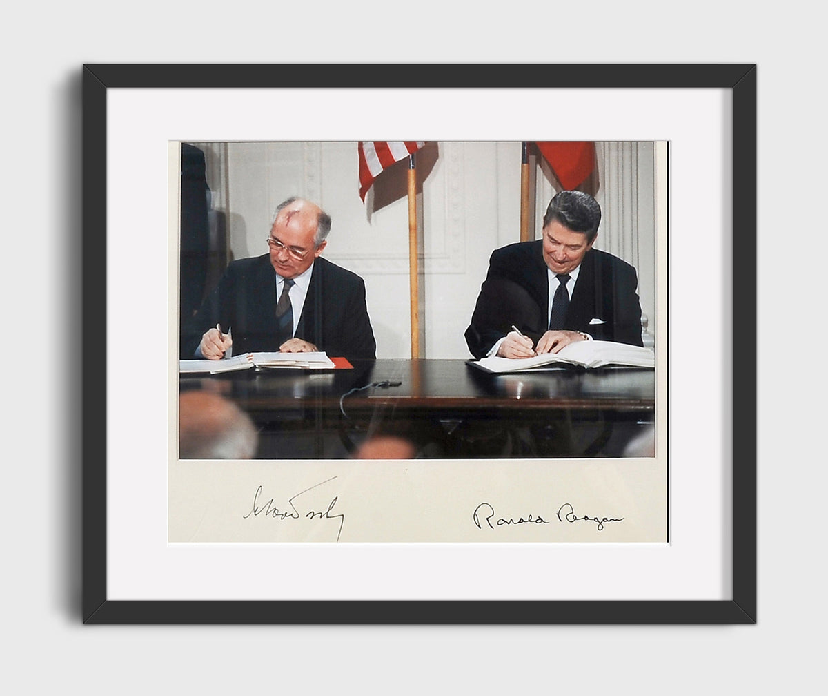 Ronald Reagan and Mikhail Gorbachev - Cold War Accord Signing 1987 16x20 Gallery Frame history wall art