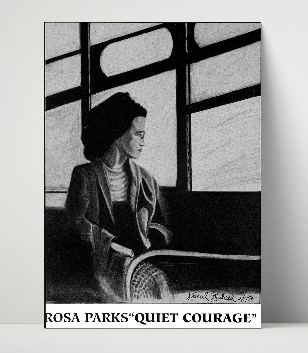 Historical - Rosa Parks - Quiet Courage Bus Portrait 1955 History Wall Art