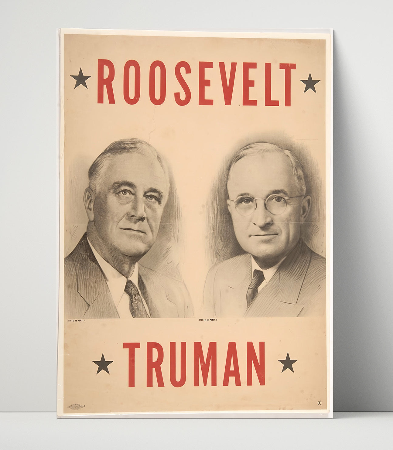 Historical - U.S. Election Poster - Franklin Roosevelt And Harry Truman Campaign Portrait History Wall Art