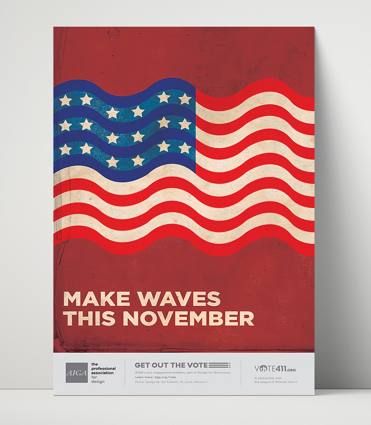 Historical - Voter Mobilization Poster - American Flag Make Waves This November History Wall Art