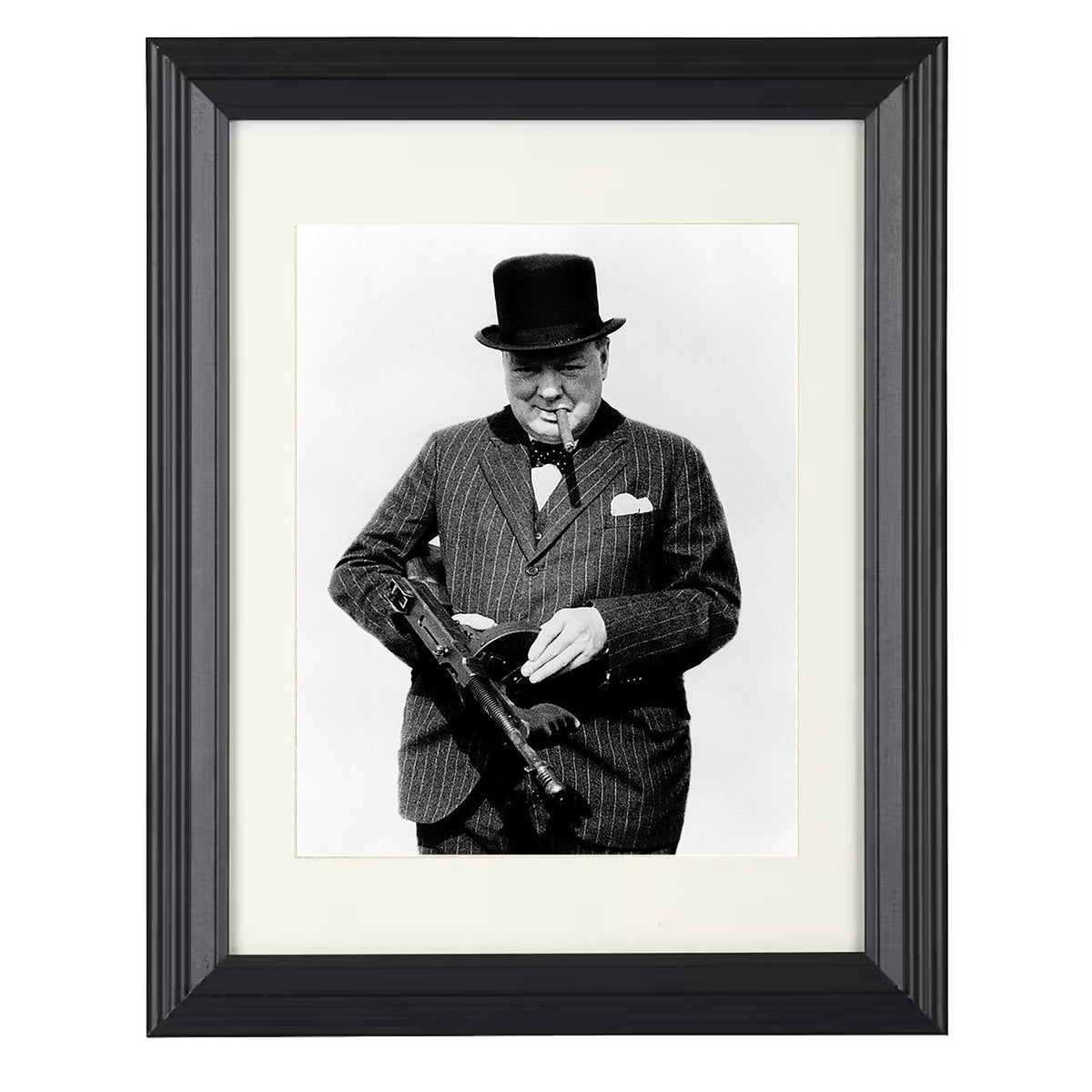 Winston Churchill – With Tommy Gun 1940 unframed semi-gloss poster print