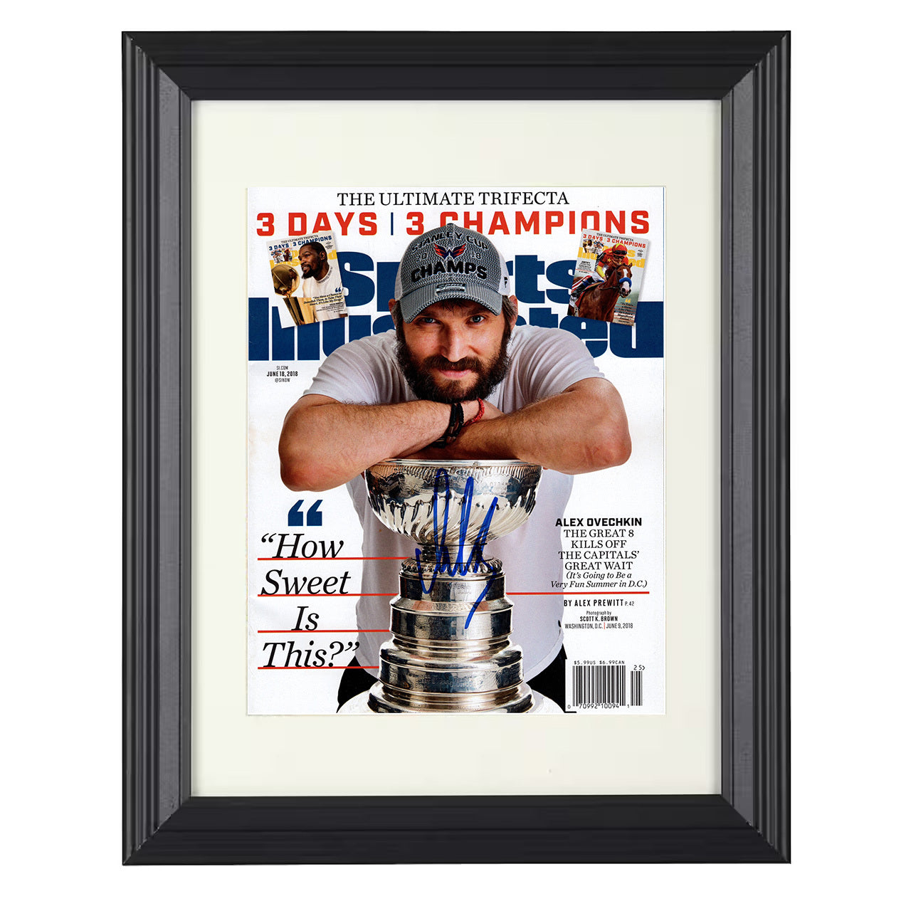 Alexander Ovechkin – Washington Stanley Cup Champion 2018 SI 8x10 matted black framed hockey wall art