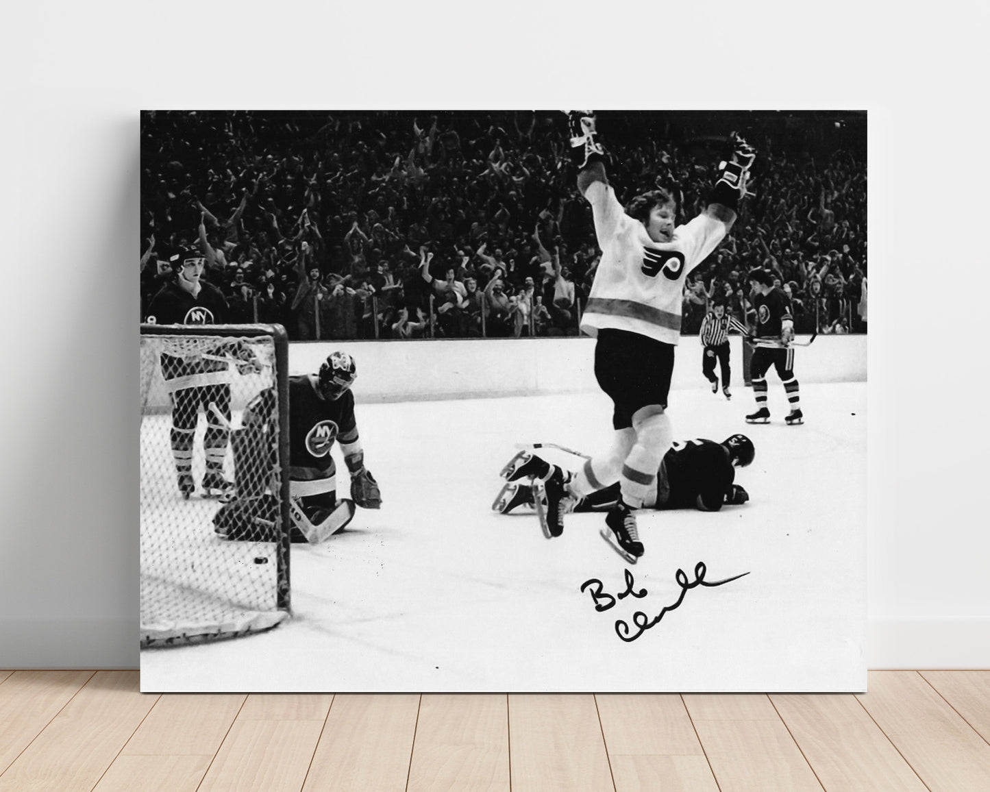 Bobby Clarke - Philadelphia Hockey Goal Celebration Hockey Wall Art - hockey wall art print