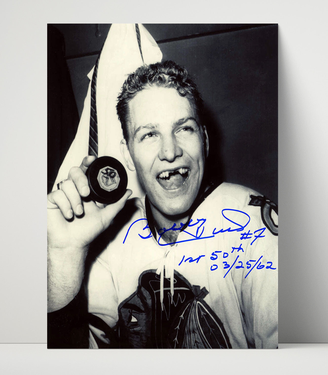Bobby Hull - Chicago Hockey 50th Goal Celebration 1962 Hockey Wall Art - hockey wall art print