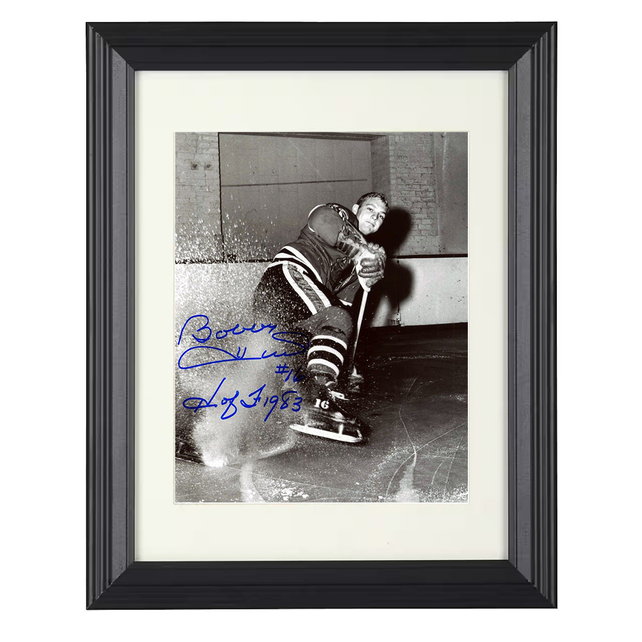 Bobby Hull – Chicago Power Skating HOF 1983 8x10 matted black framed hockey wall art