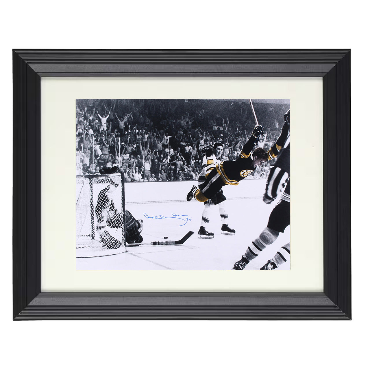 Bobby Orr – Boston Flying Goal Celebration 8x10 matted black framed hockey wall art