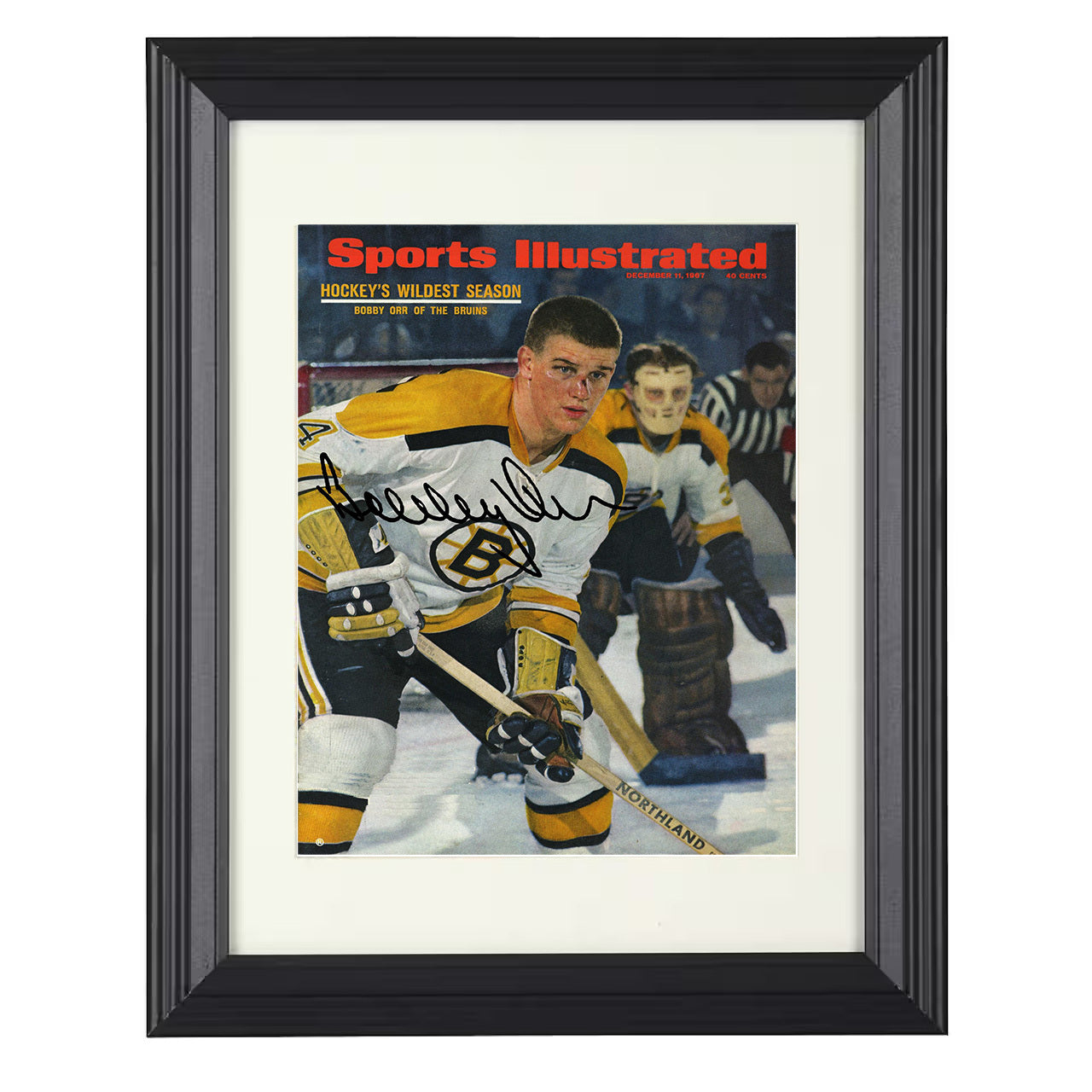 Bobby Orr – Boston Skating Image 1967 SI 8x10 matted black framed hockey wall art