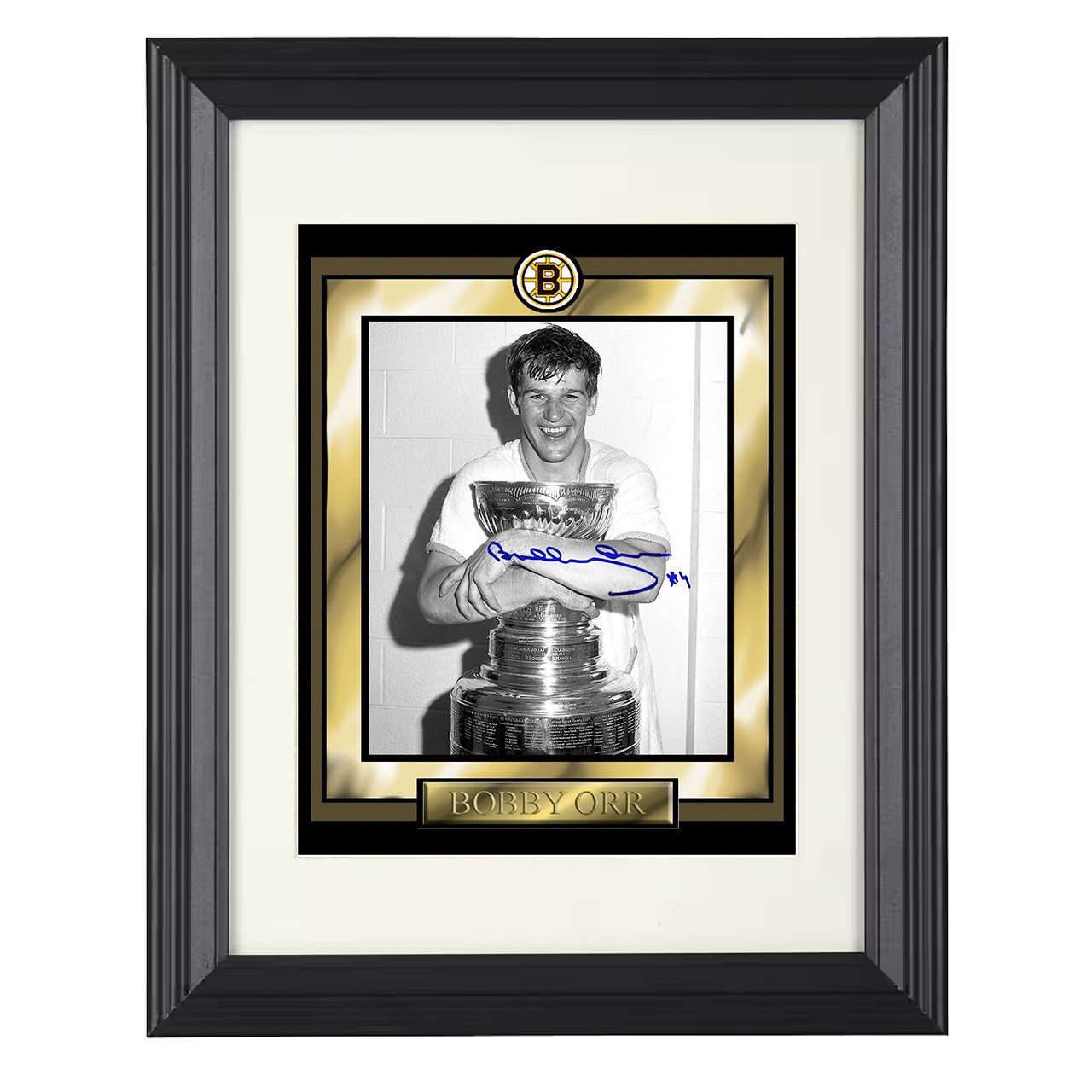 Bobby Orr – Boston Stanley Cup Champion Image 8x10 matted black framed hockey wall art