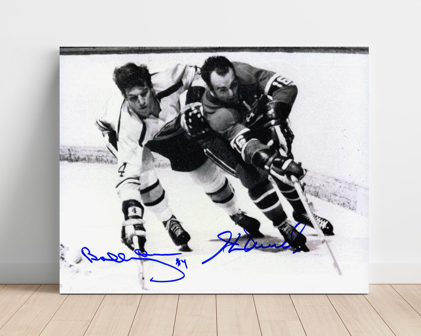 Bobby Orr and Henri Richard - Boston vs Montreal Hockey Battle Hockey Wall Art - hockey wall art print