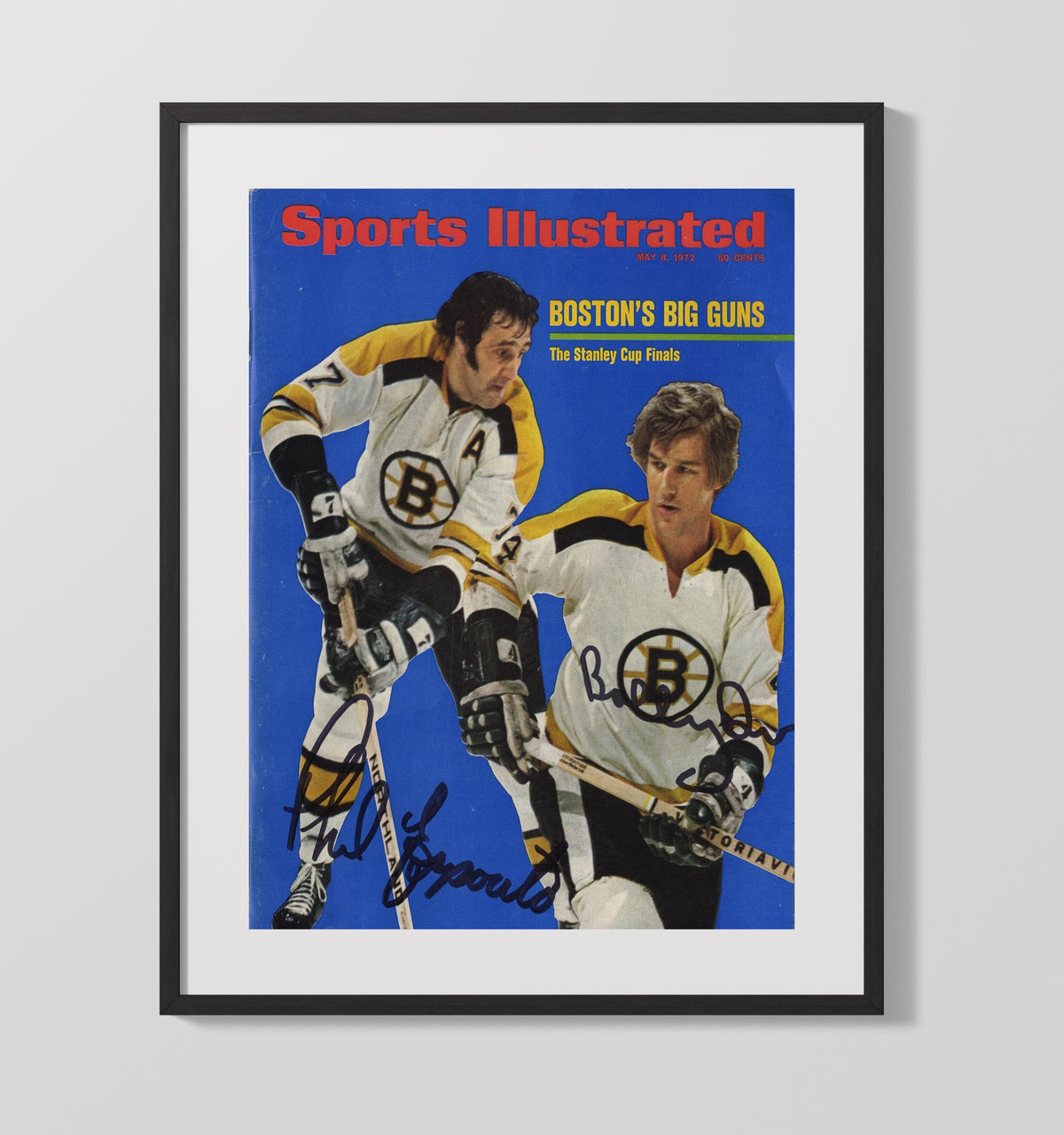 Bobby Orr and Phil Esposito - Boston Hockey Stanley Cup Stars 1972 Si Cover Hockey Wall Art - Hockey Framed Print