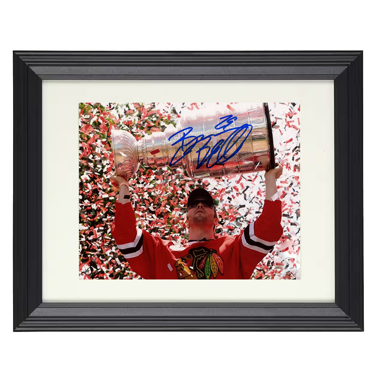 Bryan Bickell – Chicago Stanley Cup Celebration 8x10 matted black framed hockey wall art
