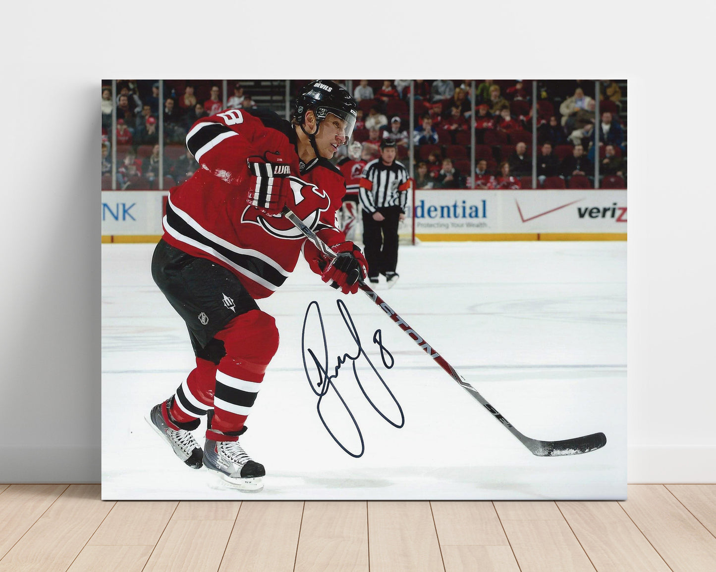 Dainius Zubrus - New Jersey Hockey Shooting Action Hockey Wall Art - hockey wall art print