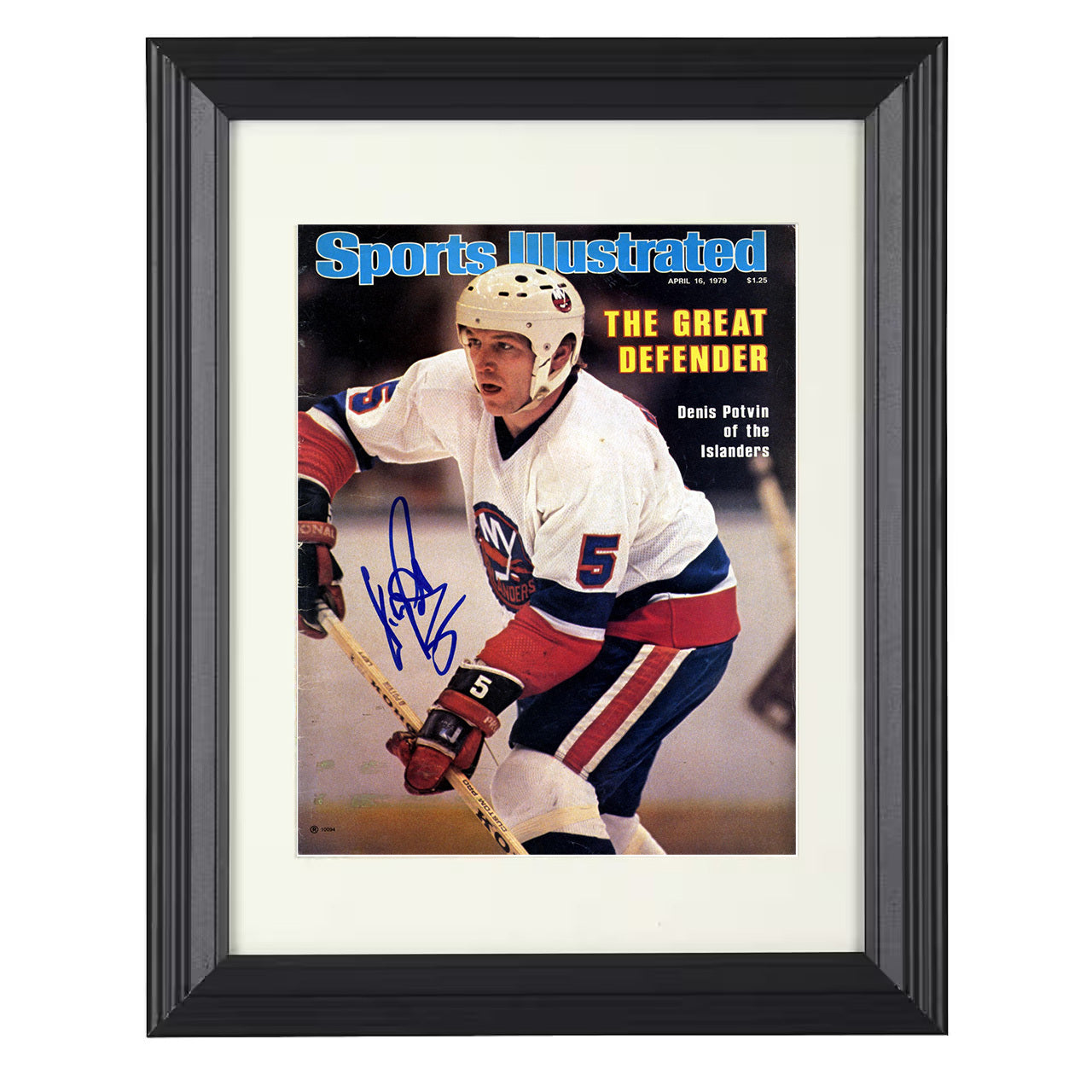 Denis Potvin – New York Defender Skating 1979 SI 8x10 matted black framed hockey wall art