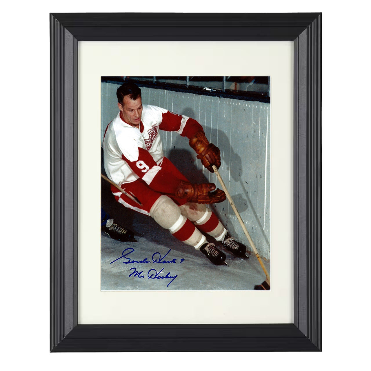Gordie Howe – Detroit Mr Legend Spotlight 8x10 matted black framed hockey wall art
