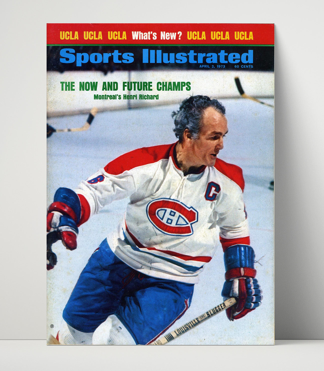 Henri Richard - Montreal Hockey Captain Skating Portrait 1973 Si Cover Hockey Wall Art - hockey wall art print
