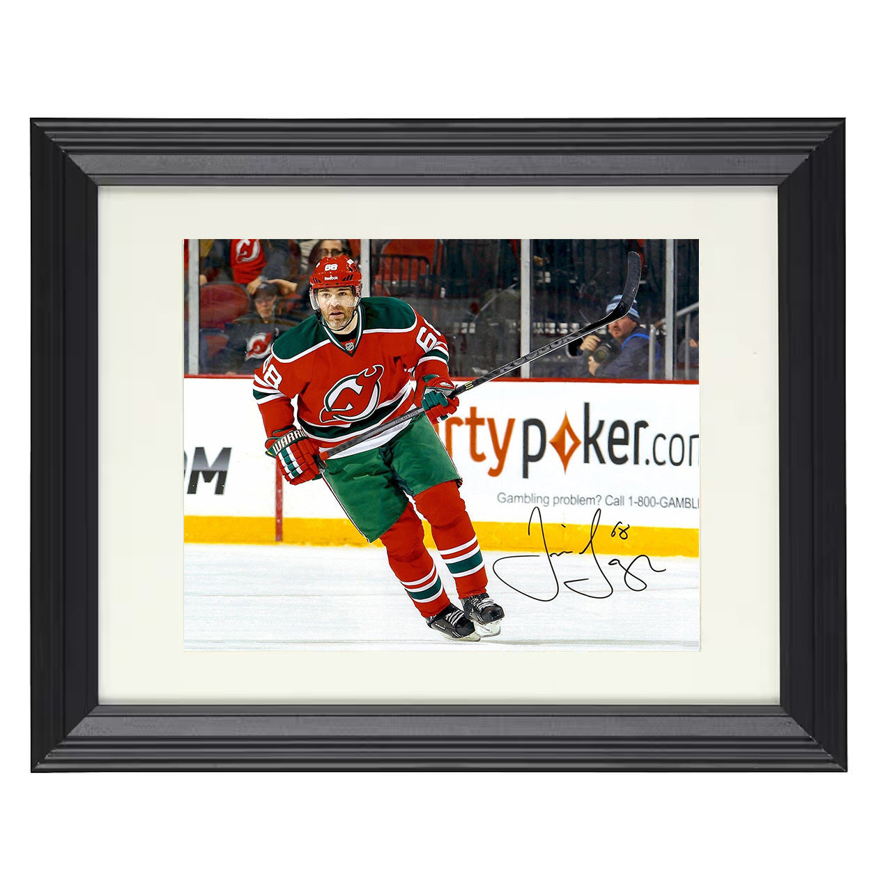Jaromir Jagr – Pittsburgh Skating Image 8x10 matted black framed hockey wall art