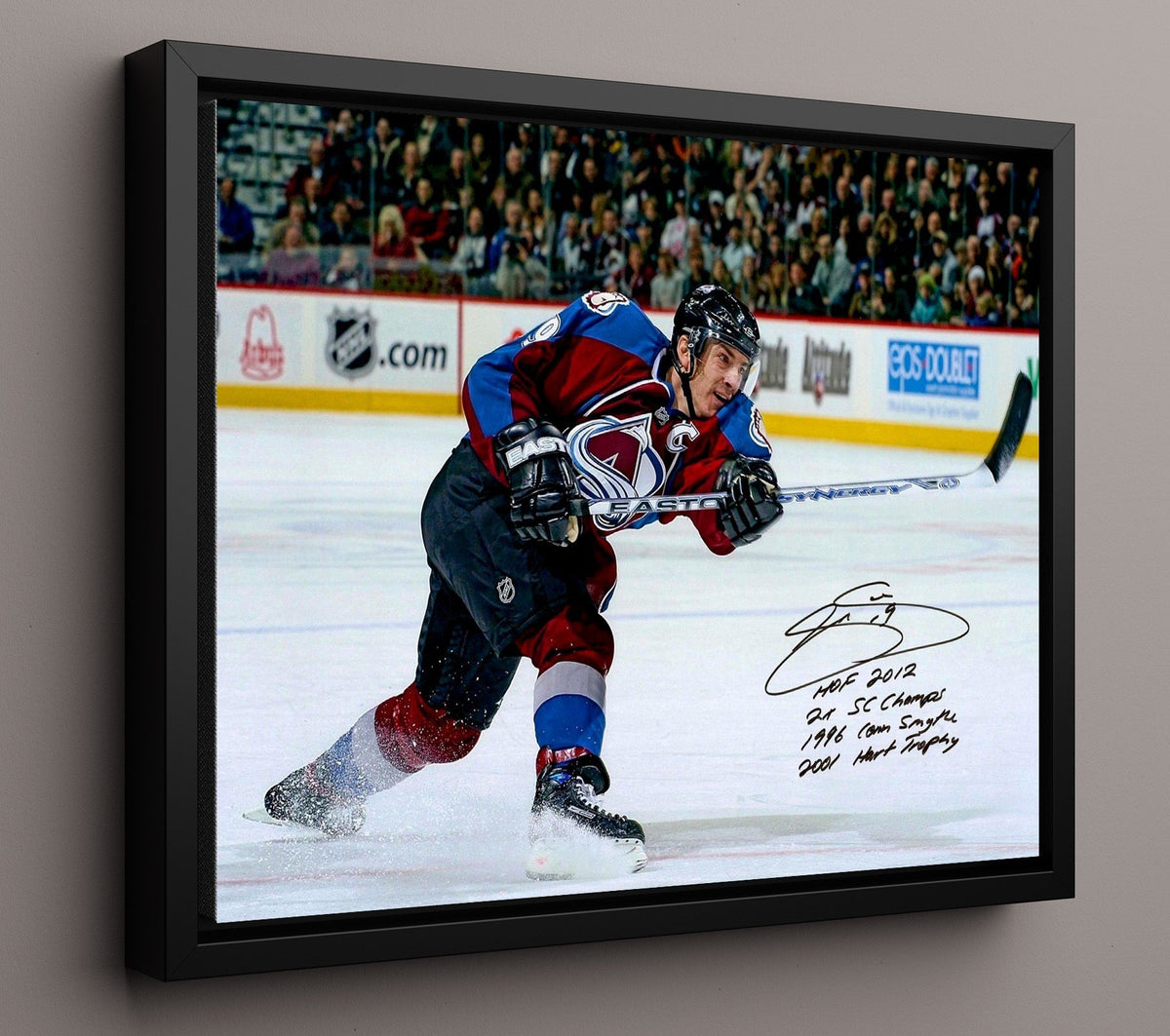 Joe Sakic - Colorado Hockey Slapshot Action Hockey Wall Art - hockey wall art print
