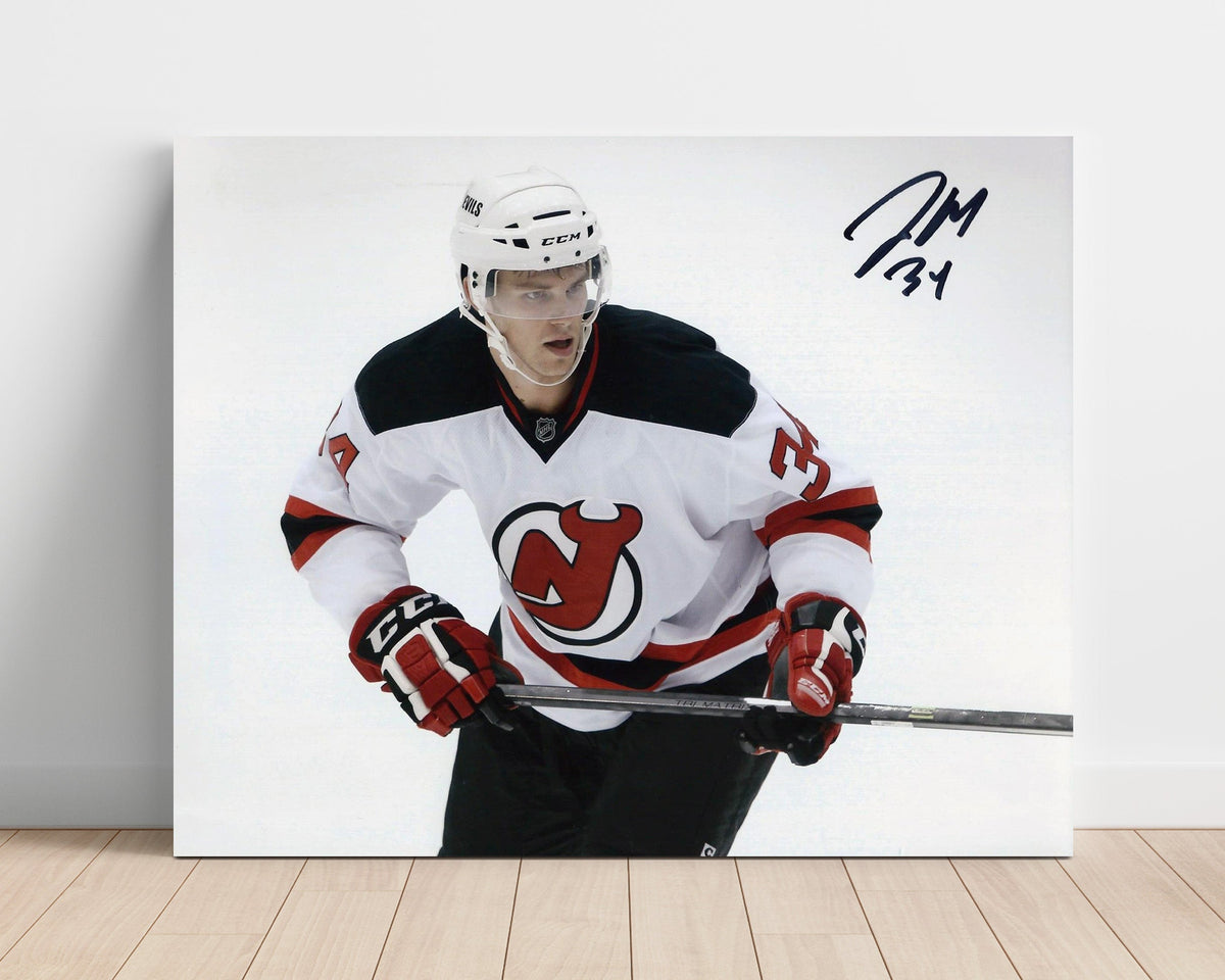 Jon Merrill – New Jersey Skating Action White Jersey unframed semi-gloss poster print