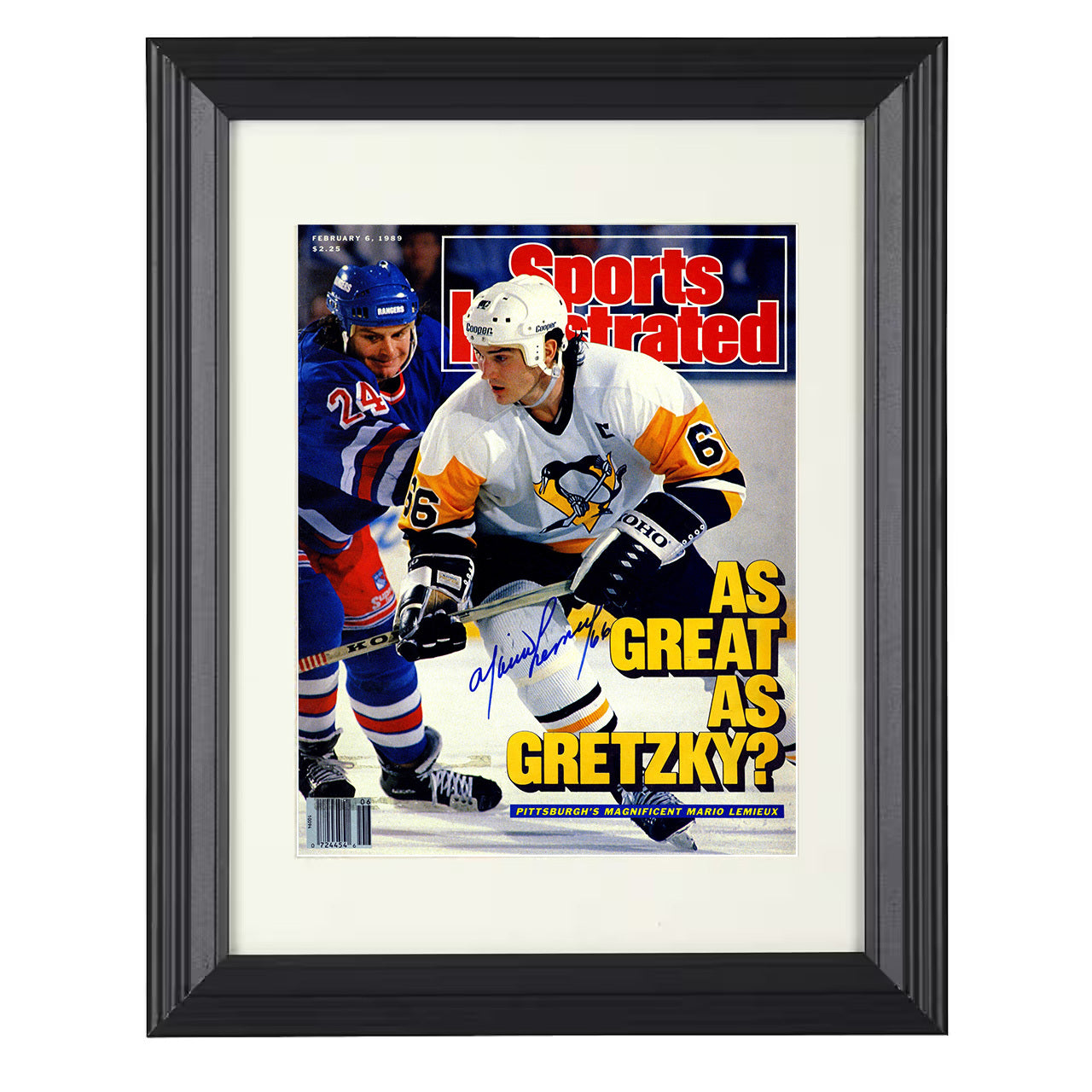 Mario Lemieux – Pittsburgh Magnificent 66 1989 SI 8x10 matted black framed hockey wall art