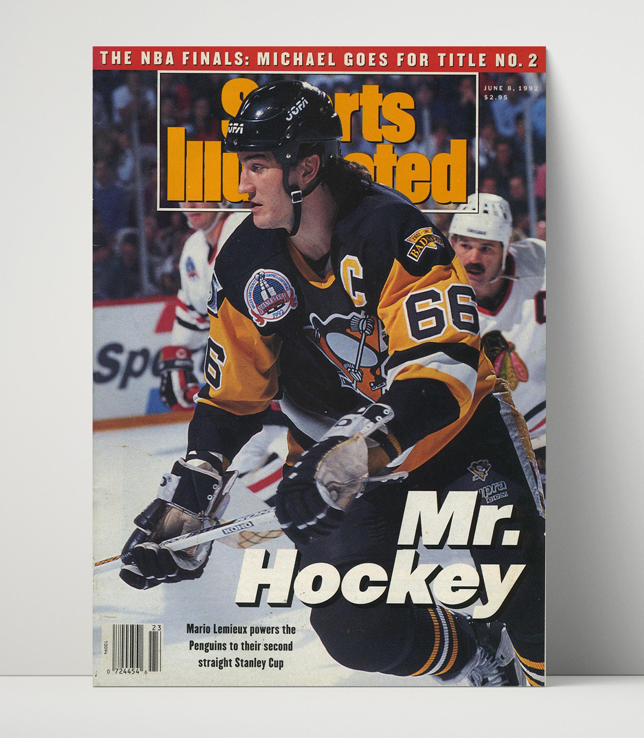 Mario Lemieux - Pittsburgh Hockey Stanley Cup Finals Skating 1992 Si Cover Hockey Wall Art - hockey wall art print