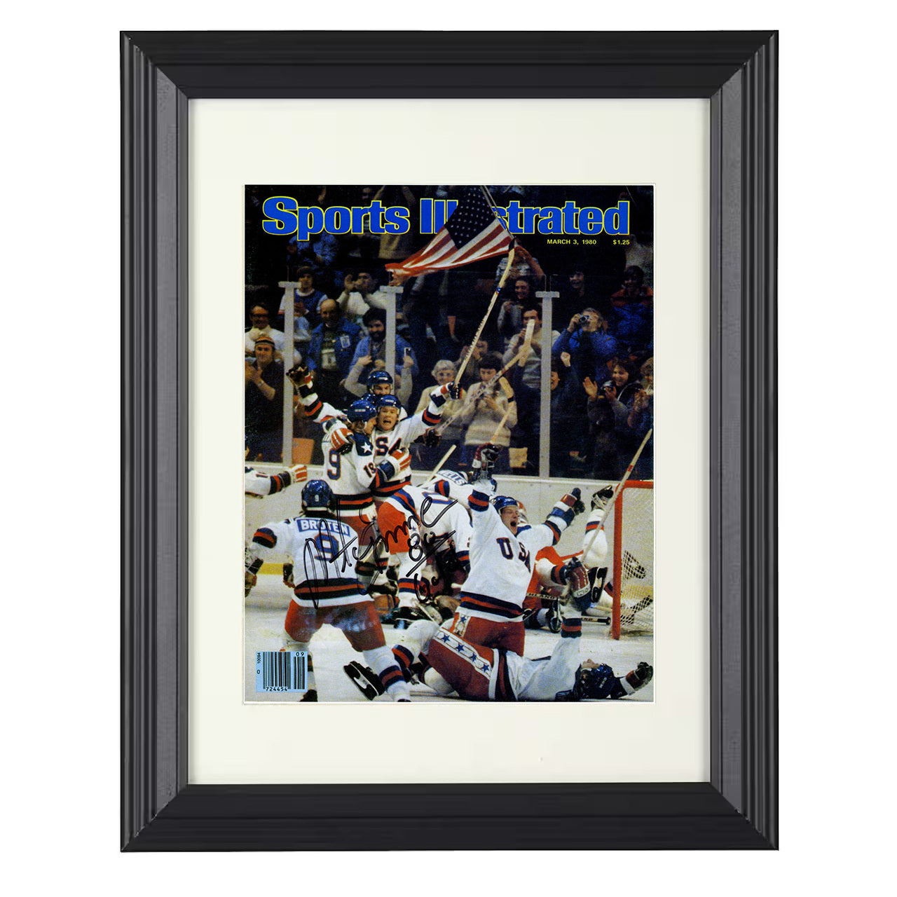 Mike Eruzione – USA Olympic Celebration 1980 SI 8x10 matted black framed hockey wall art