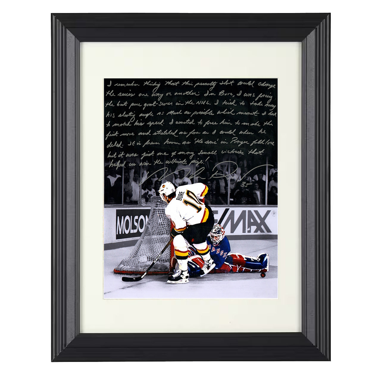 Mike Richter – New York 1994 Stanley Cup First Move Save 8x10 matted black framed hockey wall art