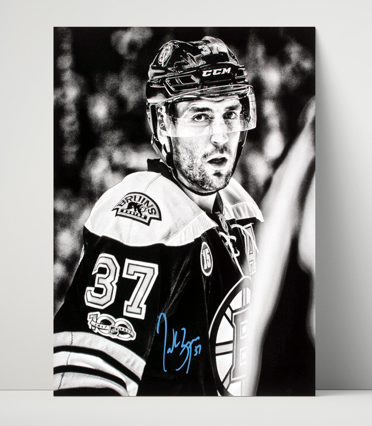 Patrice Bergeron - Boston Hockey Captain Portrait Hockey Wall Art - hockey wall art print