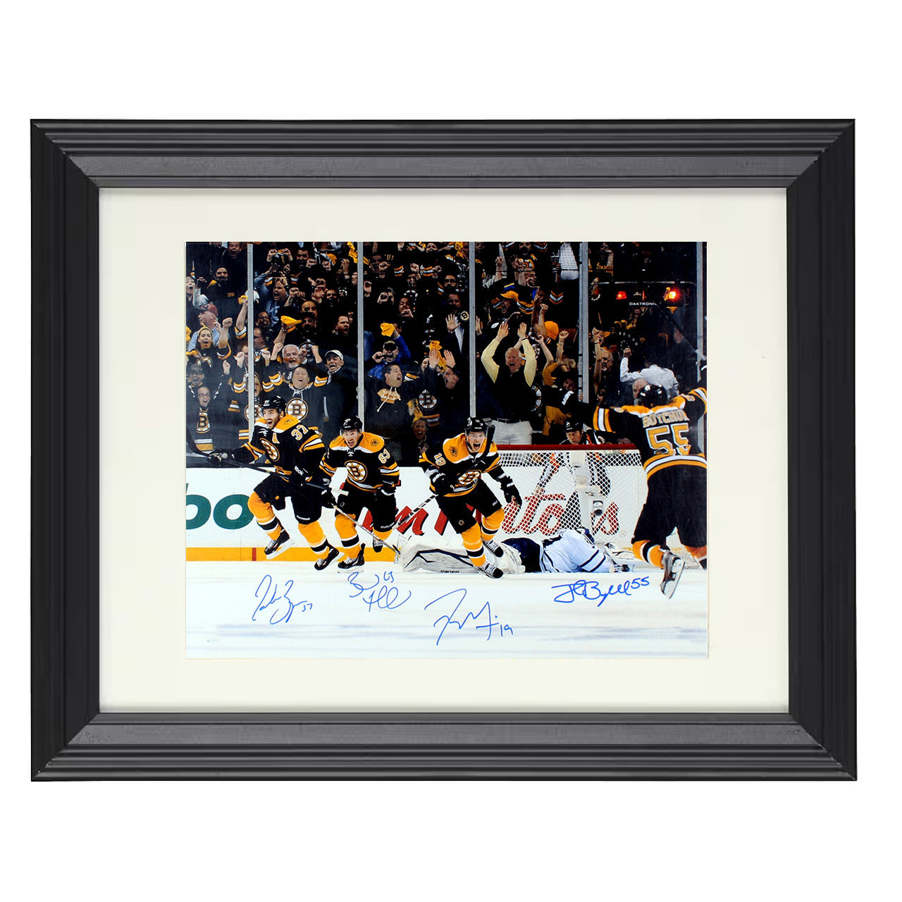 Bergeron, Marchand, Seguin & Boychuk – Boston Comeback 8x10 matted black framed hockey wall art