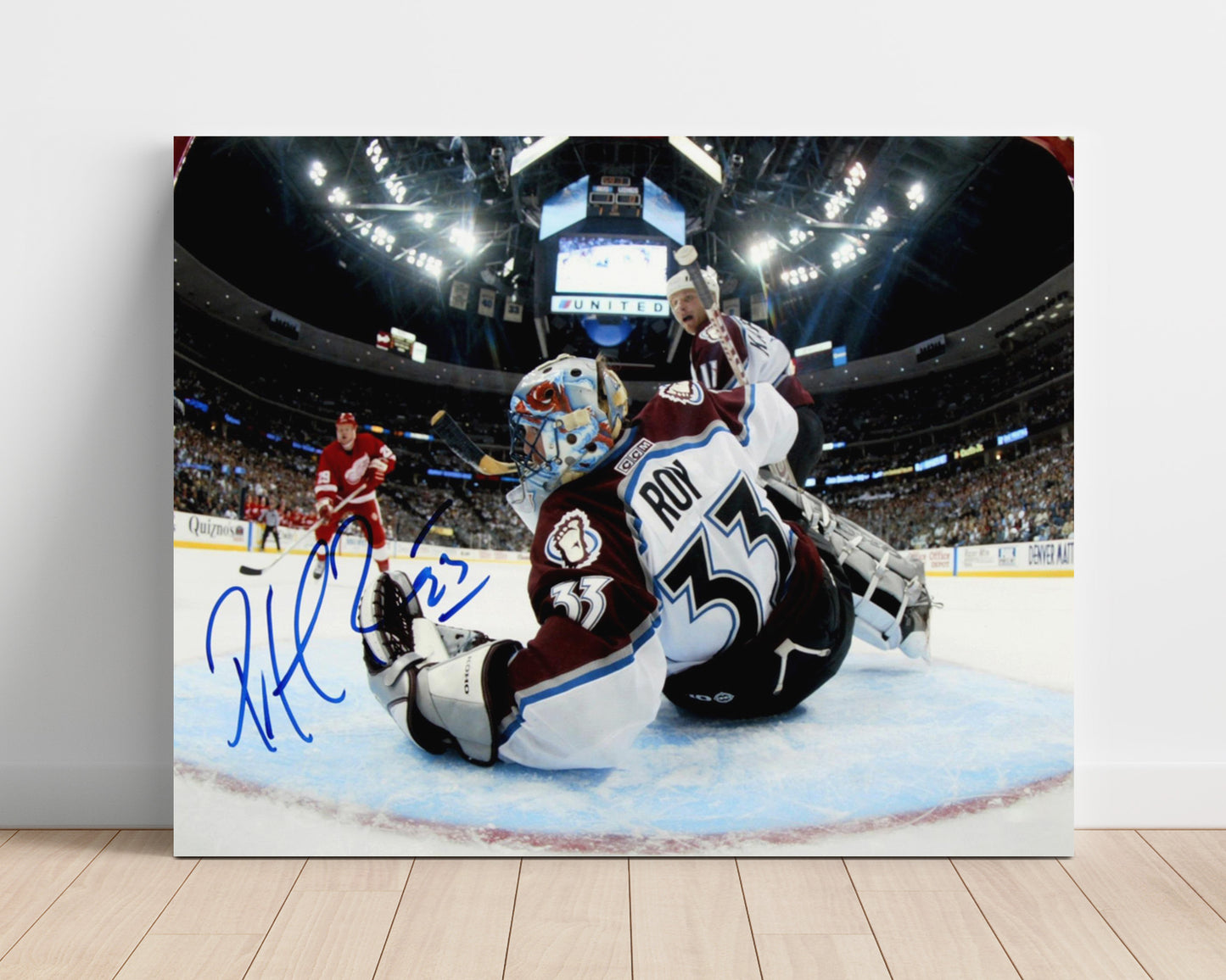 Patrick Roy - Colorado Hockey Goalie Save Attempt Hockey Wall Art - hockey wall art print