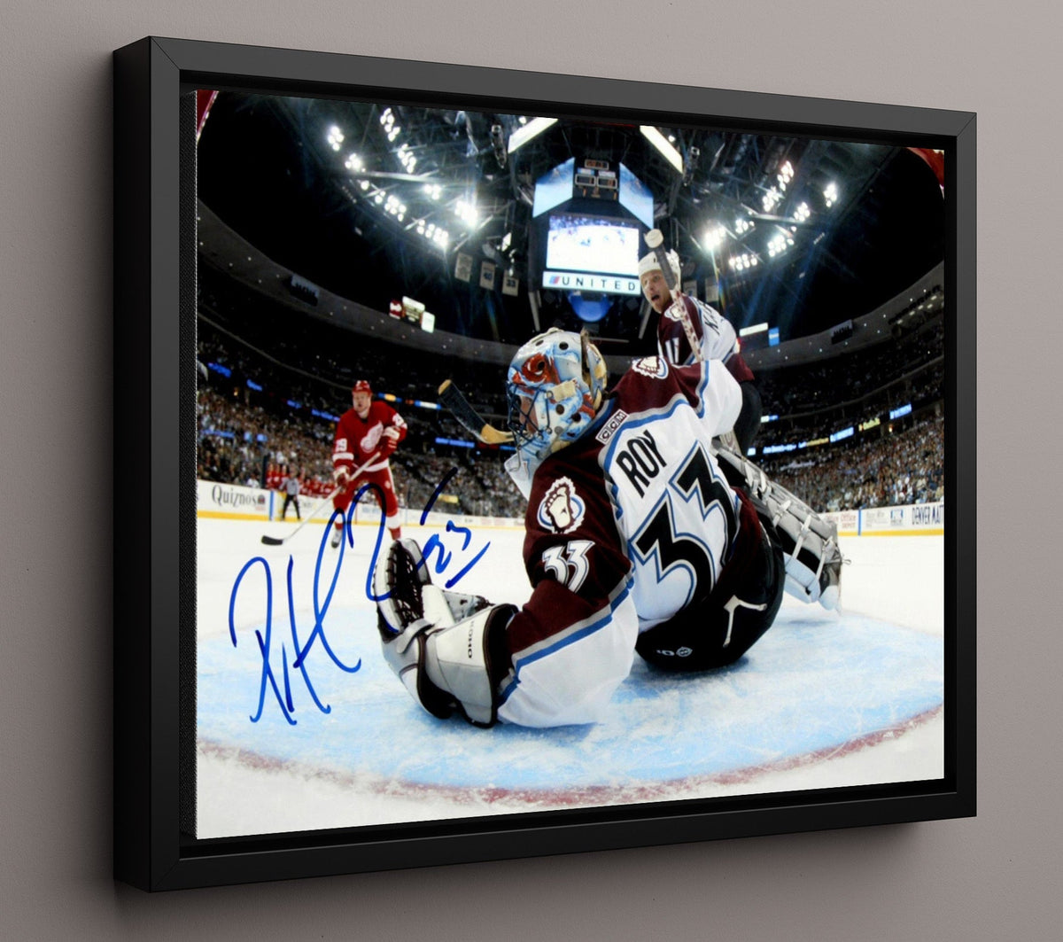 Patrick Roy - Colorado Hockey Goalie Save Attempt Hockey Wall Art - hockey wall art print