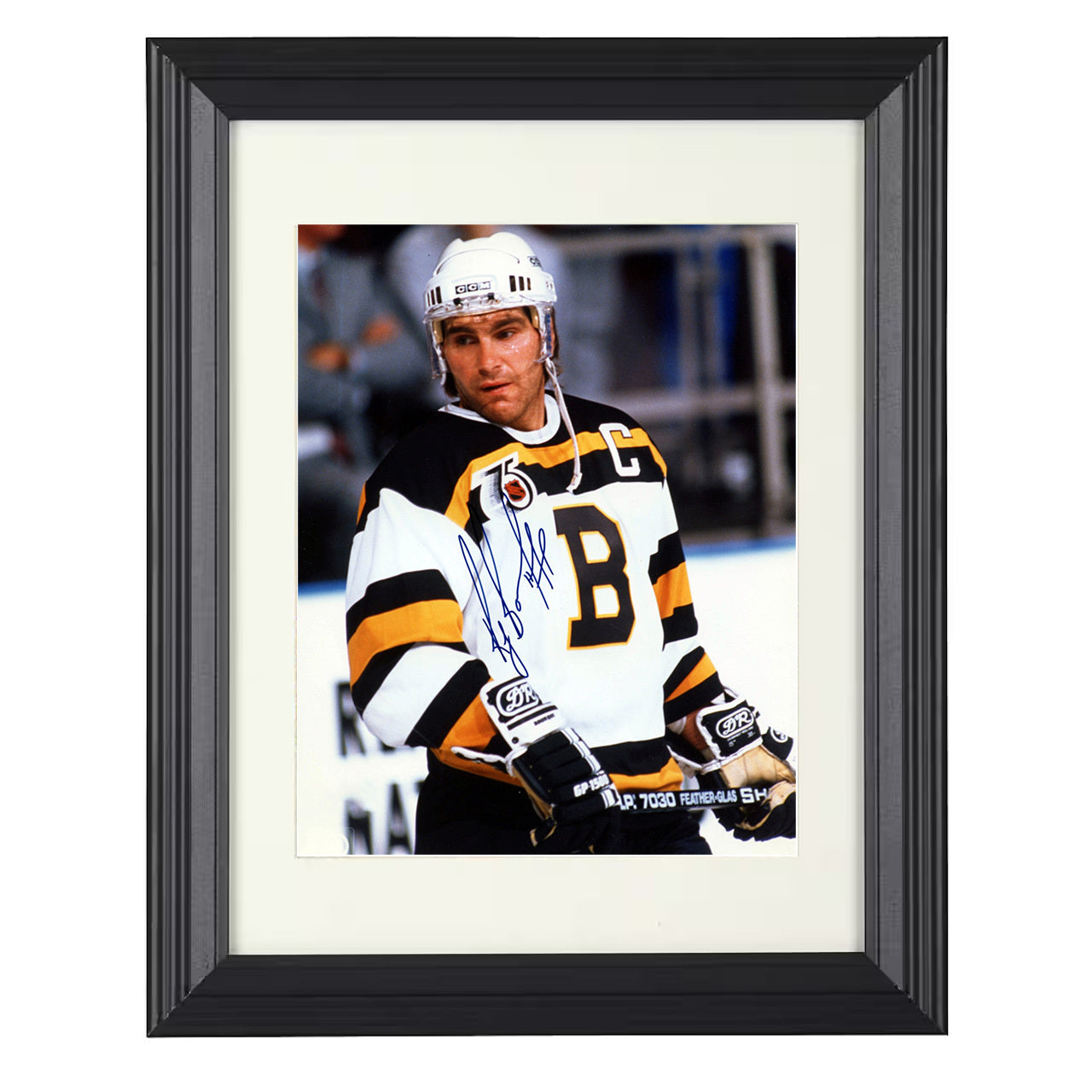 Ray Bourque – Bruins 75th Anniversary Captain 8x10 matted black framed hockey wall art