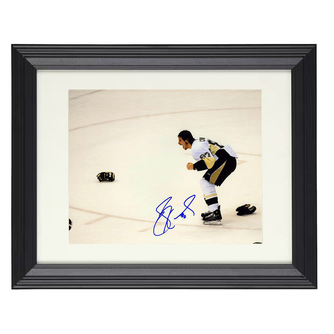 Sidney Crosby – Canada Olympic Golden Goal Celebration 8x10 matted black framed hockey wall art