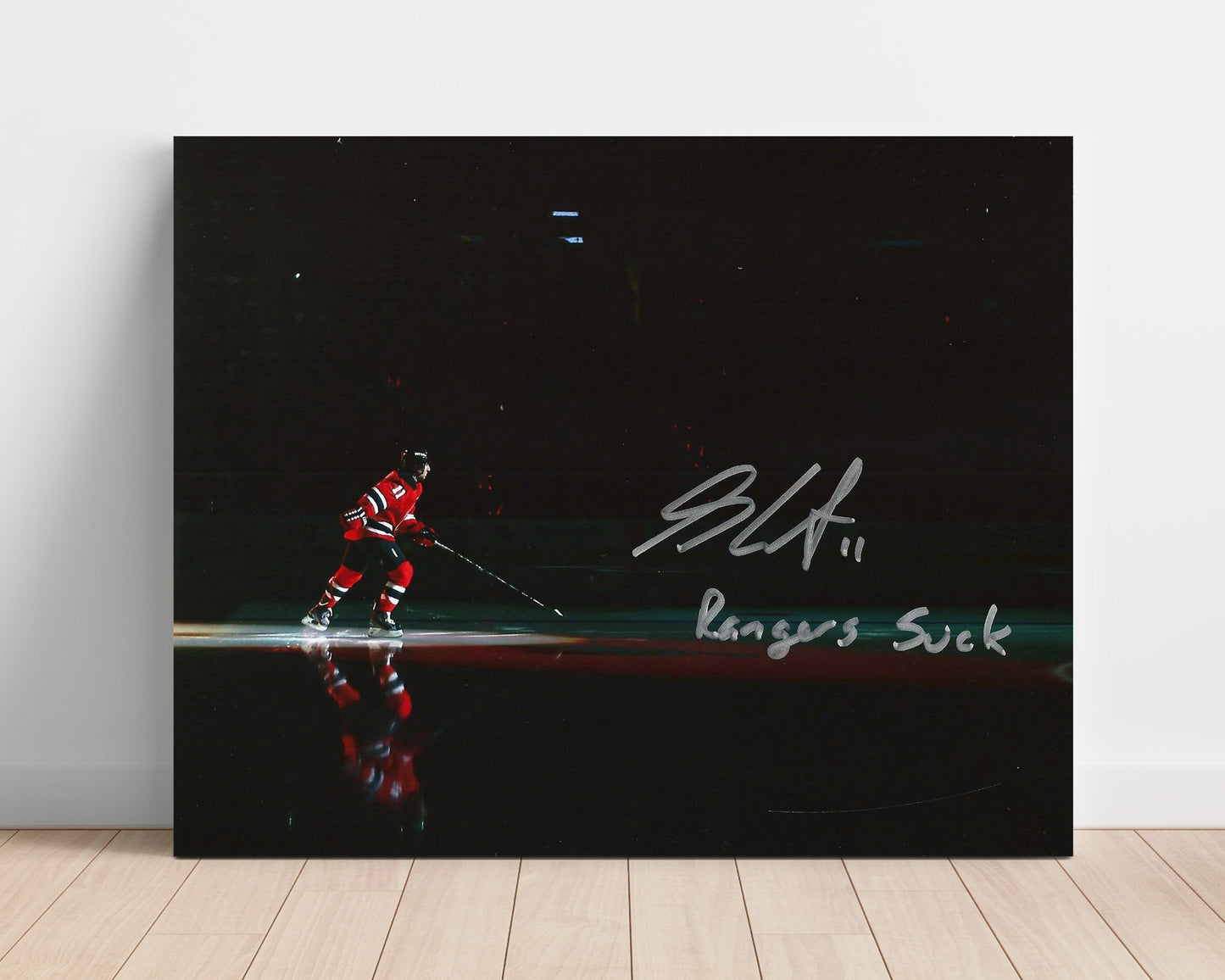 Stephen Gionta - New Jersey Hockey Spotlight Skate Entrance Hockey Wall Art - hockey wall art print