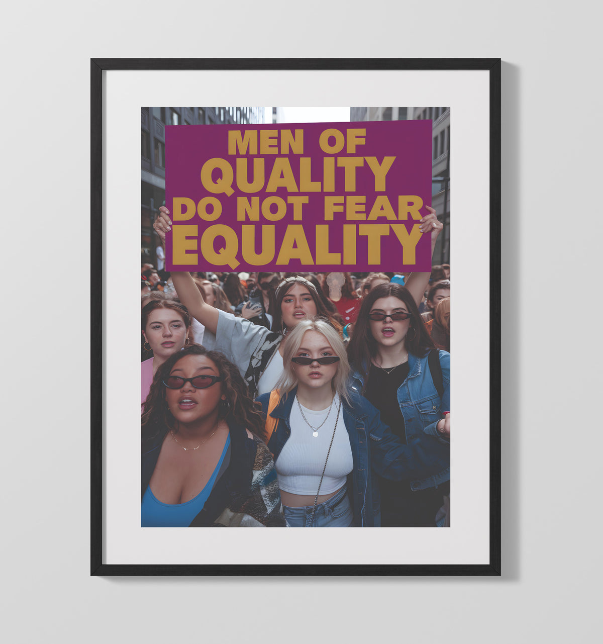 Equality Protest March - Men of Quality Sign 16x20 Gallery Frame funny wall art