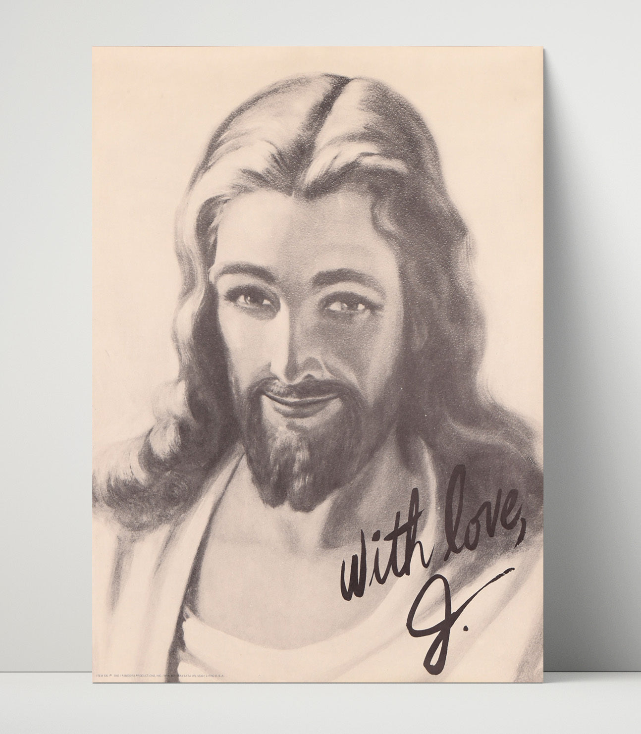 Jesus Portrait with Love From J Funny Quote Wall Art 16x20 Unframed Print wall art print – humor decor