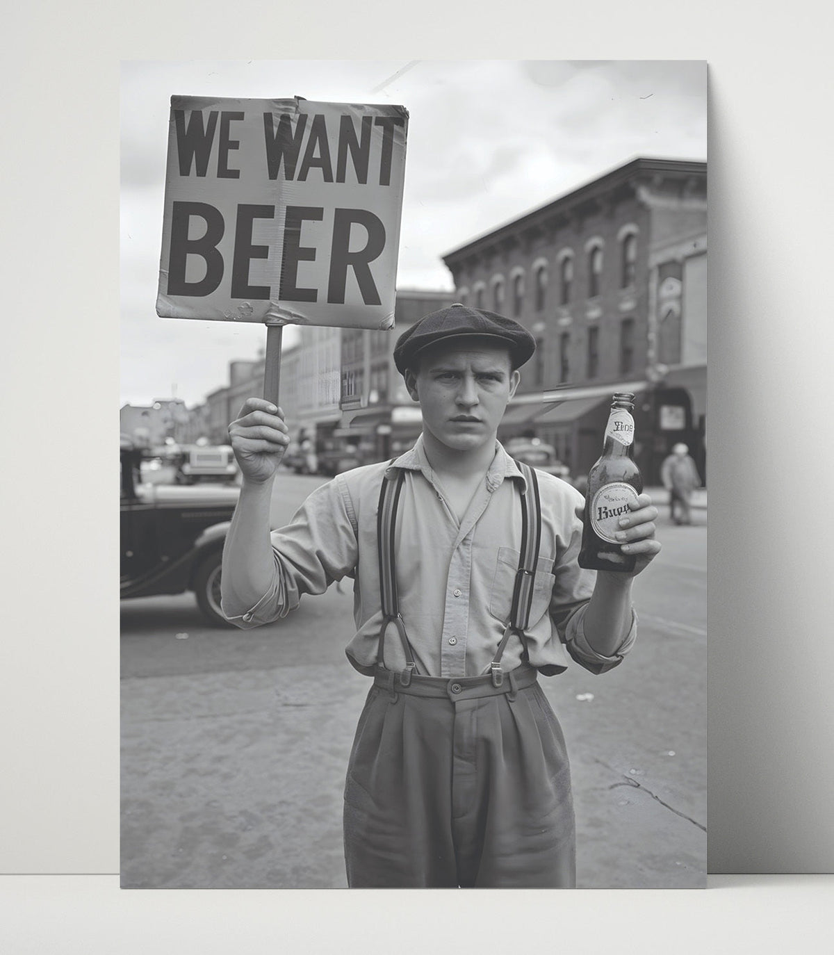 We Want Beer – Vintage Street Protest unframed semi-gloss poster print
