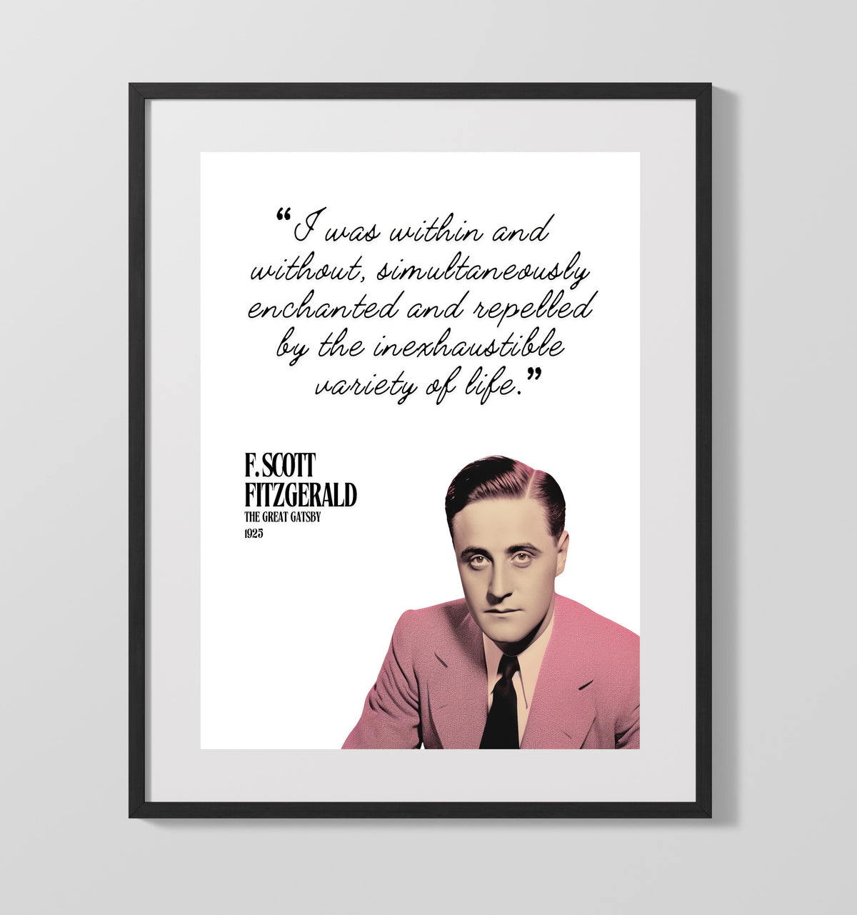F. Scott Fitzgerald - The Great Gatsby - Enchanted and Repelled by Life 16x20 Unframed Print literary quote wall art