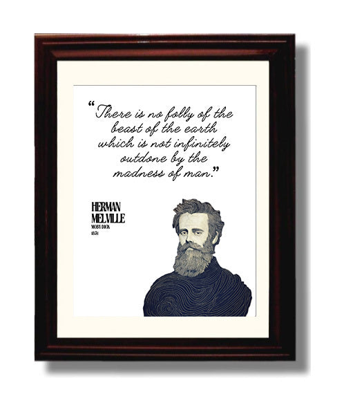 Herman Melville - Moby-Dick - Man vs. Beast - Quote - 8x10 Beveled Frame