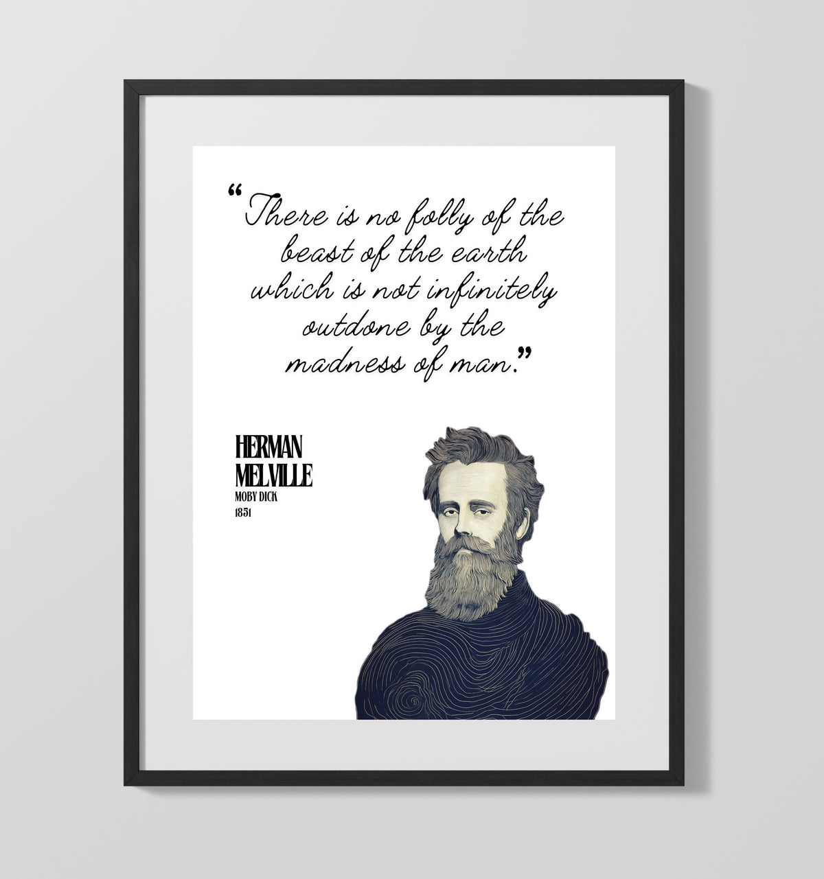 Herman Melville - Moby-Dick - Man vs. Beast 16x20 Unframed Print literary quote wall art