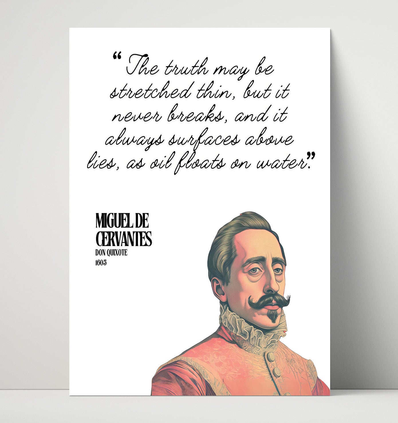 Miguel De Cervantes Don Quixote Truth and Lies Quote Print 16x20 Unframed Print literary wall art print – Literature Quotes decor
