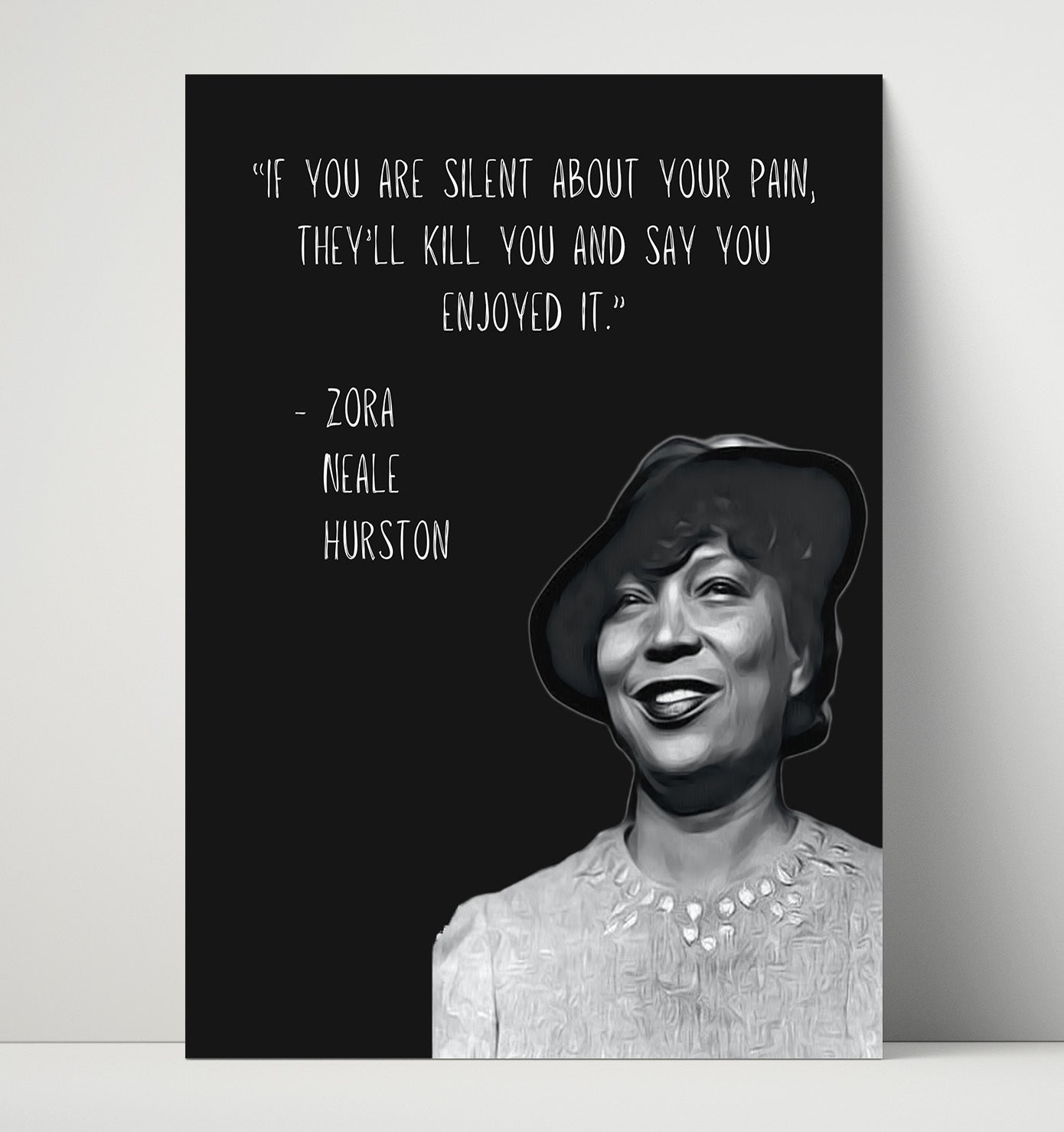 Zora Neale Hurston Silent Pain Truth Print 16x20 Unframed Print literary wall art print – Literature Quotes decor