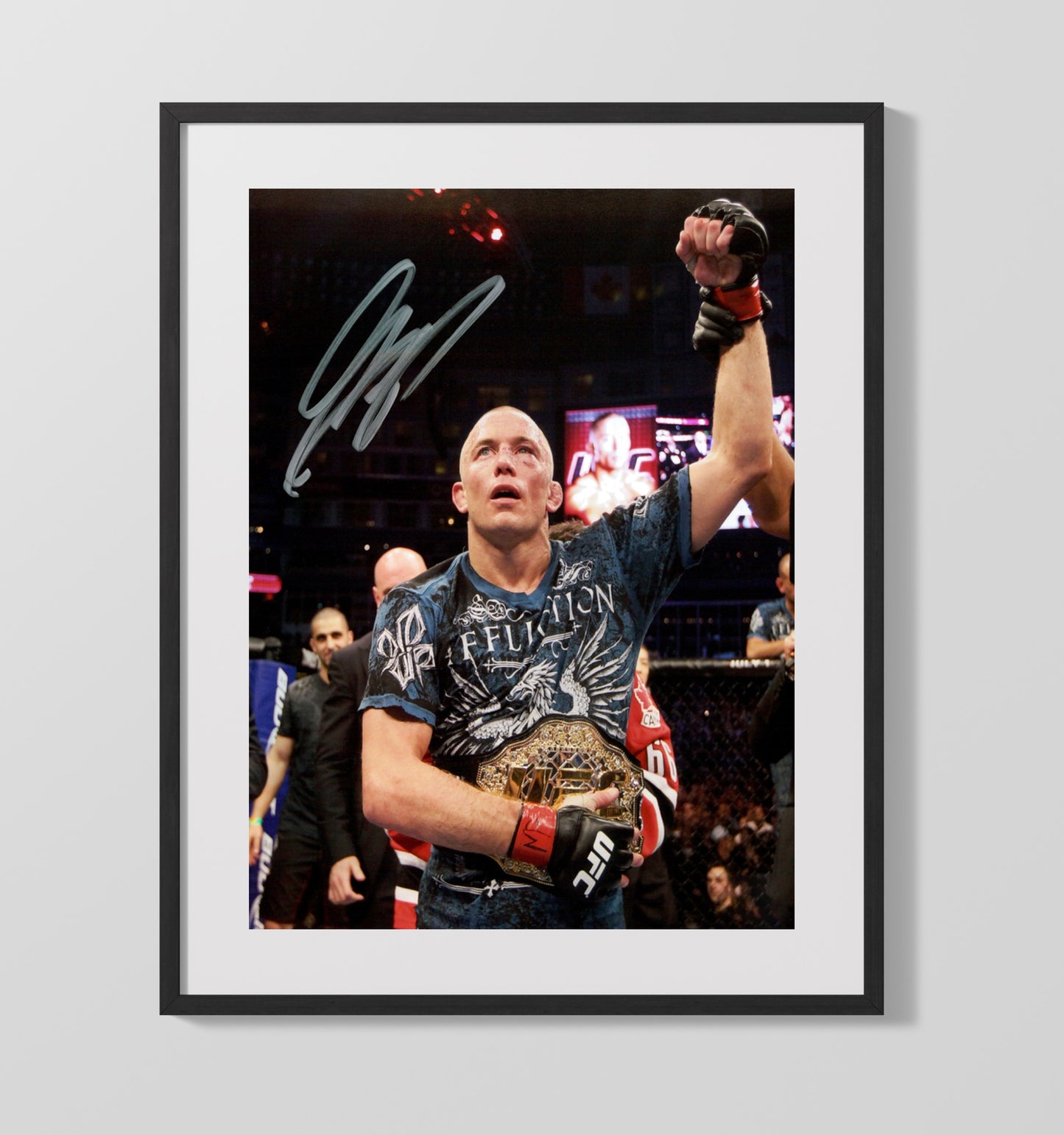 Georges St-Pierre - Championship Victory Raise 16x20 Gallery Frame MMA wall art