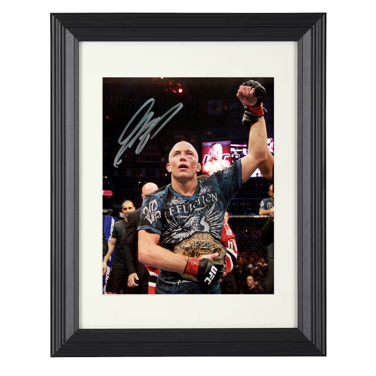 Georges St-Pierre – Championship Victory Raise 8x10 matted black framed MMA wall art