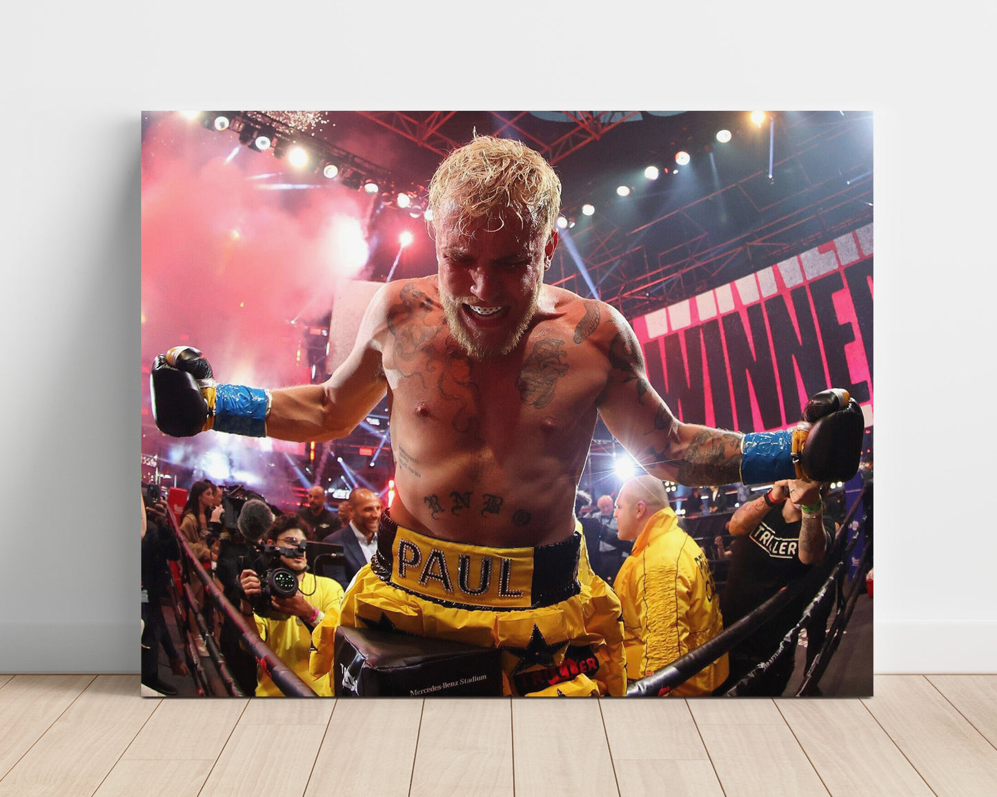 Jake Paul - Ring Victory Celebration MMA Wall Art 16x20 Unframed Print wall art print – MMA Wall Art decor