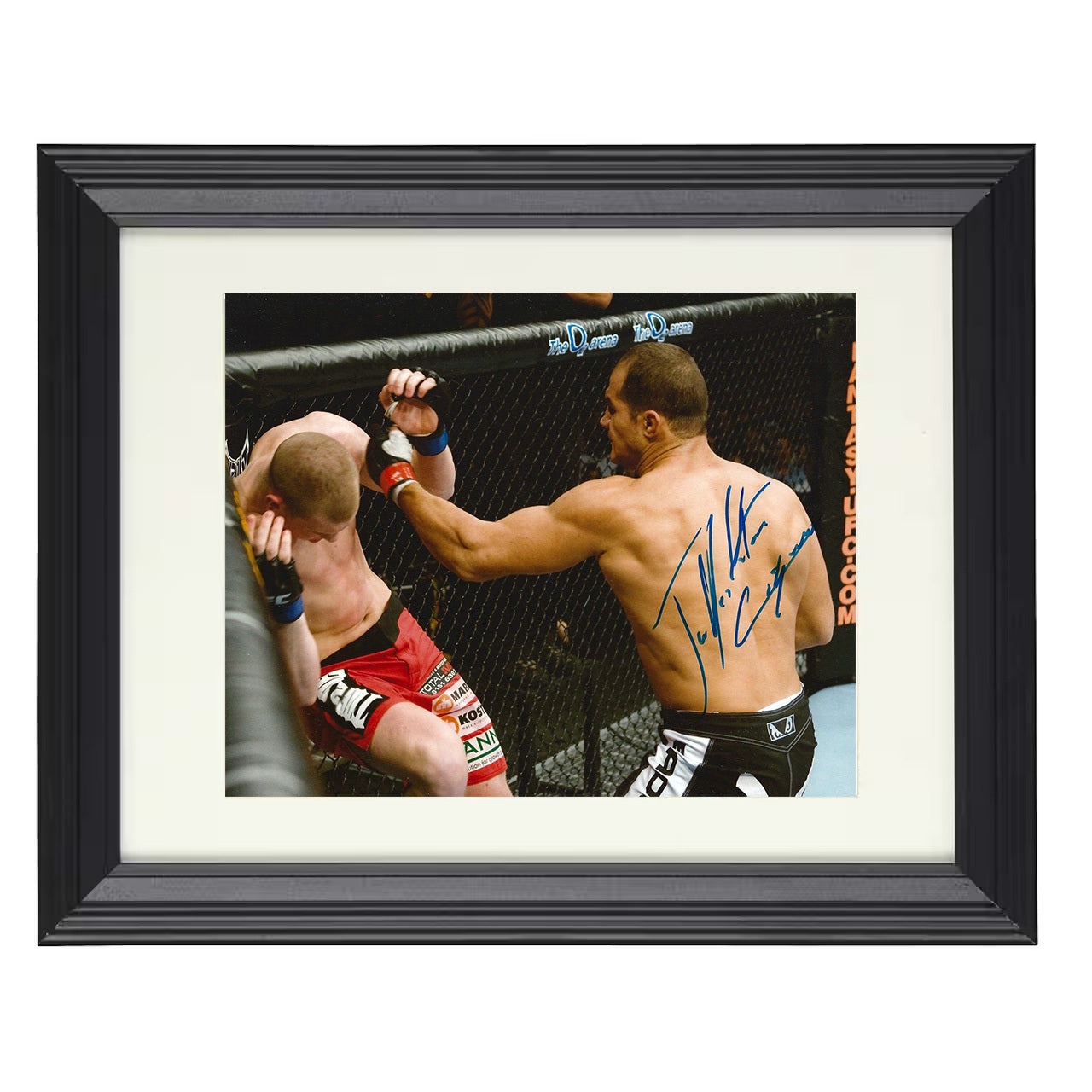 Junior Dos Santos – Red Shorts Punch Exchange 8x10 matted black framed MMA wall art
