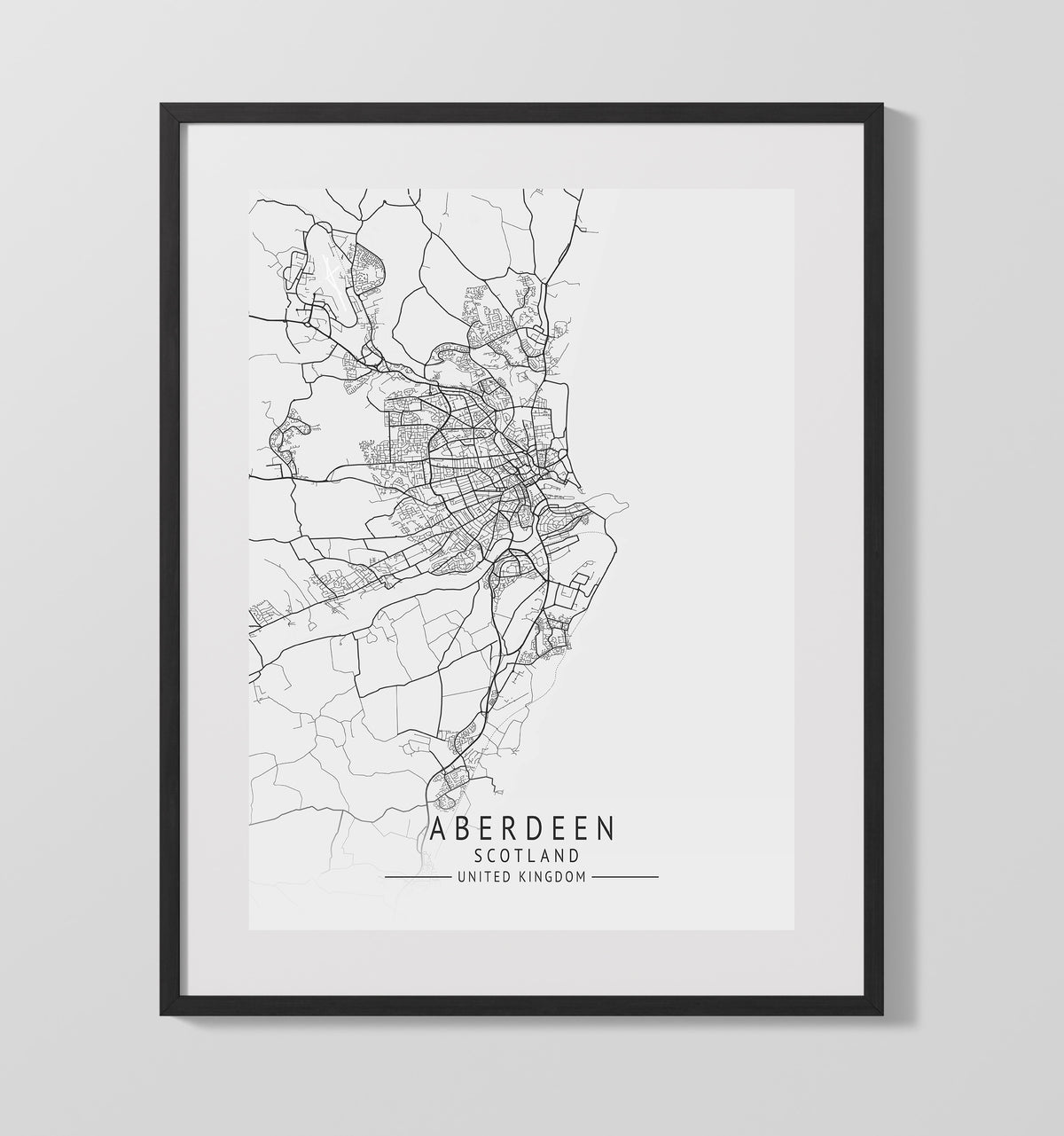 Aberdeen Scotland UK city map print 16x20 Unframed Print
