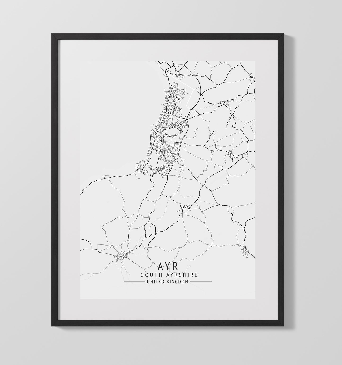 Ayr South Ayrshire UK city map print 16x20 Unframed Print