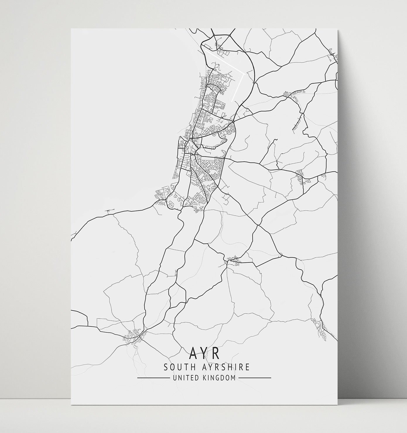 City Map Print - Ayr - South Ayrshire UK City Map 16x20 Unframed Print city map wall art print – UK City Map decor